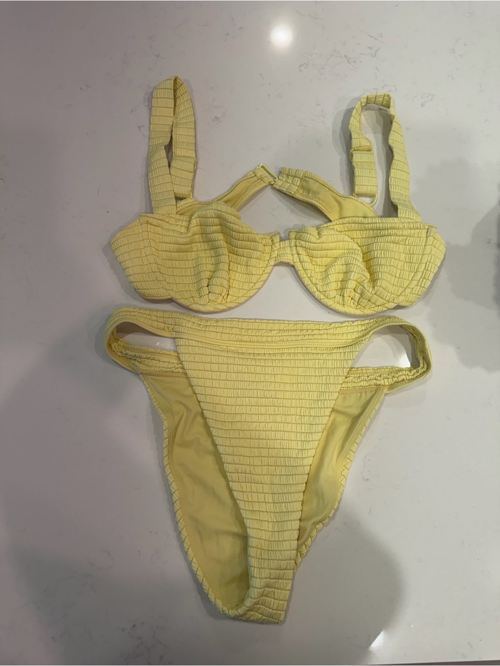 PacSun Yellow Textured Swim Set